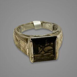 Marcel Drucker Topaz Ring Princess Cut Diamond Rhodium Sterling Silver W 8 NWT